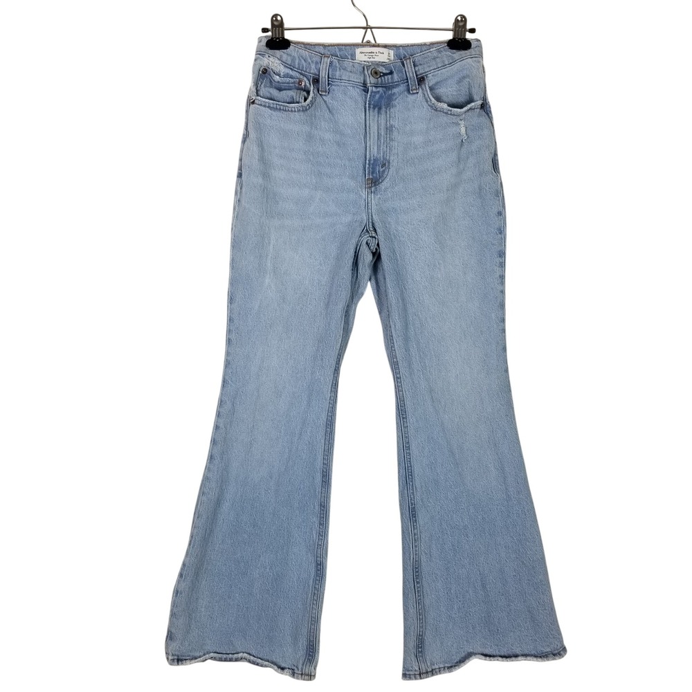 Abercrombie & Fitch Vintage Flare Jeans Women 27 Short Blue High Rise Raw Hem